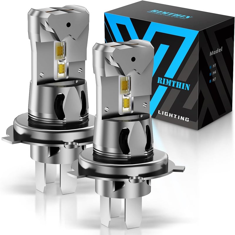 rimthin H4/9003 Fog Light Bulbs, 32,000LM Super Bright 1:1 Mini Size, 6000K Cool White Fog Lights with Cooling Fan, Plug and Play, Pack of 2 - Image 1